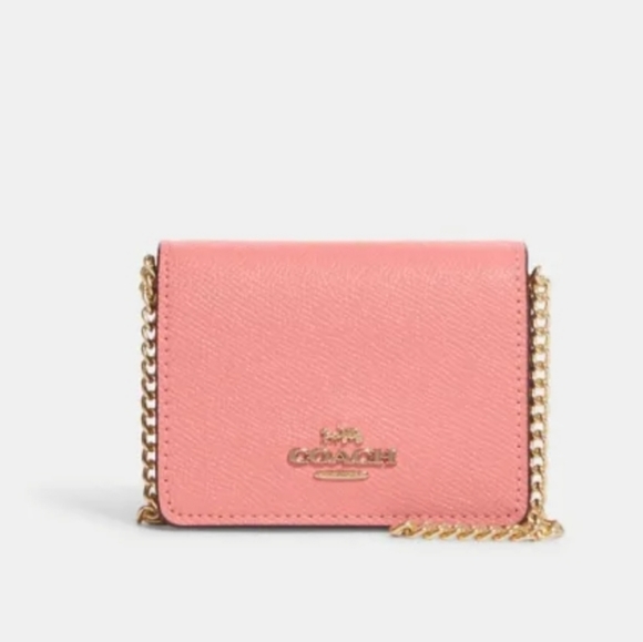 COACH MINI WALLET ON A CHAIN IN CANDY PINK - Picture 1 of 6
